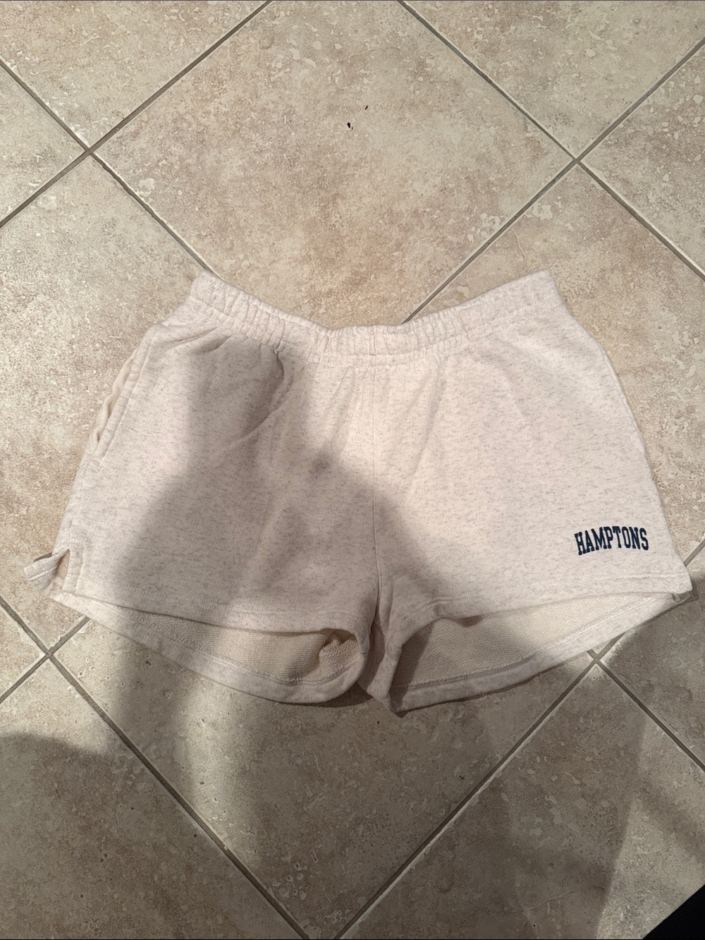 Brandy Melville Cream 'Hamptons' Athletic Lounge Shorts
